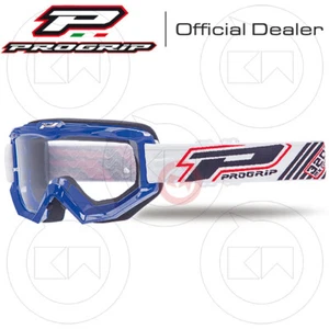 MASCHERA PROGRIP OCCHIALI MOTO CROSS ENDURO 3201-104 Blu Lente Trasparente - Foto 1 di 3