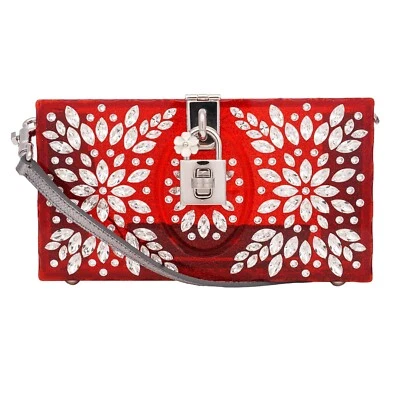 DOLCE & GABBANA Crystals Plexiglas Cinderella DOLCE BOX Bag Clutch Red 12842 - Image 1 of 4