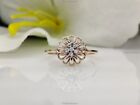 0.06 Ct Diamond Flower Art Deco Engagement Ring For Girls 14k Yellow Gold