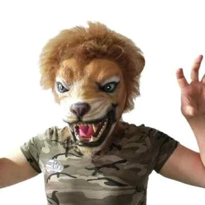 Masquerade Halloween Latex Fancy Animal Lion Head Mask Creepy Party Cosplay Prop - Picture 1 of 16
