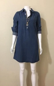 Michael Kors Women's Light Denim Long Sleeves Popover Shirt Dress, Size Small  - Picture 1 of 9