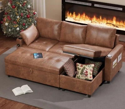 Sofá cama extraíble 3 en 1 sofá cama con silla de almacenamiento sofá seccional en forma de L Foto 1 de 4