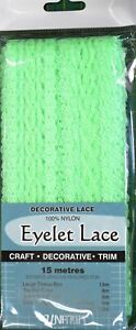 Uni Trim MINT Eyelet Lace 30mm x 15m, Insertion Lace Knitting Lace, 100% Nylon