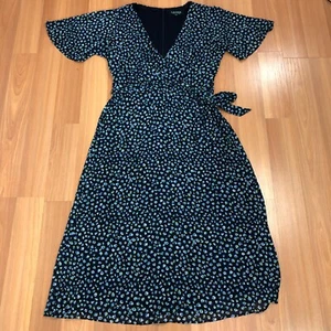 Lauren Ralph Lauren 12 Sheer Sleeves A-Line Calf Dress Blue PLS READ - Picture 1 of 17