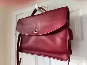 Coach #5265 Lexington Cherry Red Leather Briefcase Laptop Bag Vintage Exc - Picture 1 of 17