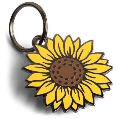 Sunflower Dog Tag, Flower  Pet ID Tag, Dog Tags for Dogs, Dog Gift Name Tag - Image 1 of 4
