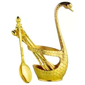 Kaffeelöffel- / Teelöffel- / Dessertlöffel Deko mit 6 Löffel Gold Schwan Set - Bild 1 von 5