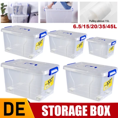 Aufbewahrungsbox mit Deckel 6-45 Liter Kunststoffbox Plastikbox Box Transparent - Bild 1 von 4