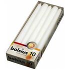 BOLSIUS BOX OF 10 WHITE NON-DRIP TAPERED CANDLES, 7.5Hr BURN TIME!