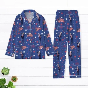 Trump Dancing Pajamas Set, Humorous Trump Maga Pajama Pants, Trump 45 47 Fleece - Picture 1 of 11