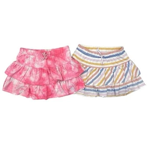 Cat & Jack Tiered Skort Skirts Girls L (10/12) Stripe Tie Dye Drawstring Waist - Picture 1 of 9
