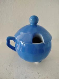 Sweet Mustard Pot Vintage 1930s in Blue - Picture 1 of 5
