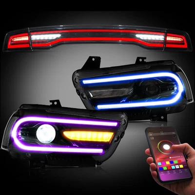 Faros + luces traseras VLAND LED RGB DRL para Dodge Charger 2011-2014 secuenciales Foto 1 de 4