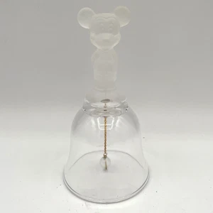 Mickey Mouse Frosted Figure Topped Disney Clear Glass Bell - Picture 1 of 8