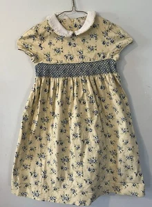 Heartstrings Yellow Smocked Girl’s 100% Cotton Floral Dress, Size 5 - Picture 1 of 3