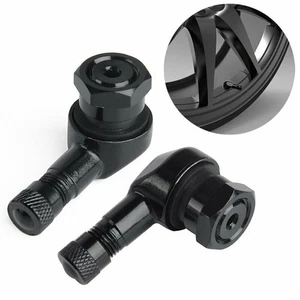 Noir 2x Valve Pneu Extension 90 Degrés Angle Adaptateur Motorcycle-Tyre - Photo 1/12