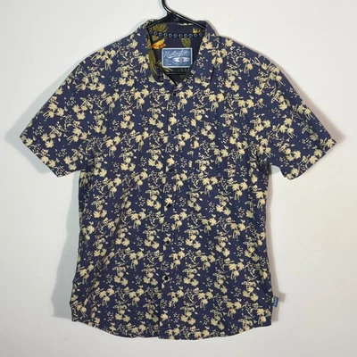 Huntington Beach Club Mens Button Down Shirt Palm Tree Print Blue Size Large - Image 1 of 4