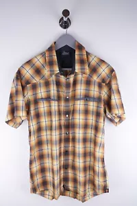 Peak Performance Men Casual Shirt Short Sleeves Yellow Check size L - Picture 1 of 6