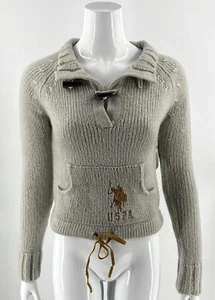 US POLO Assoc. Sweater Girls M (14) Gray Horse Logo Toggle Closure Pullover NEW - Picture 1 of 5