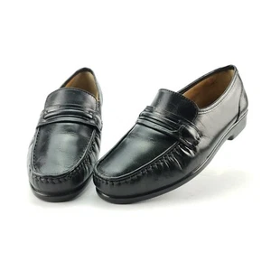 Nunn Bush Mens 8 M Bentley 83878 Black Kidskin Leather Moc Toe Slip On - Picture 1 of 8
