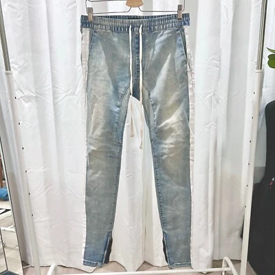 Pantalones de mezclilla Pacsun pintados a rayas laterales ajustados con cremallera al tobillo con cordón Foto 1 de 4