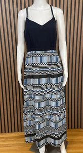 J. Crew Women's Dress Slip Maxi Sweetheart Neck Sleeveless 2 Blue Geometric - Picture 1 of 10