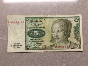 2 Januar 1980 FUNF DEUTSCHE MARK B8936613T Bundesbank Circulated - Picture 1 of 6