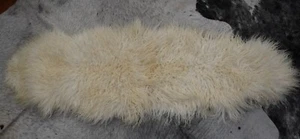 A Natural  White Curly  Double Length Long Wool  Icelandic Sheepskin Rug - Picture 1 of 9