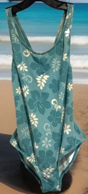 Купальник LL Bean для девочек купальный костюм зеленый с цветочной подкладкой декольте цельный размер 14 - Изображение 1 из 4