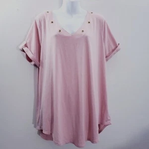 Ashley Blue Plus Size 3X Blush Pink Grommet Top NEW - Picture 1 of 8