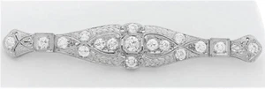 ANTIQUE PLATINUM DIAMOND FILIGREE BROOCH PIN EUROPEAN 2.52 CARAT - Picture 1 of 4