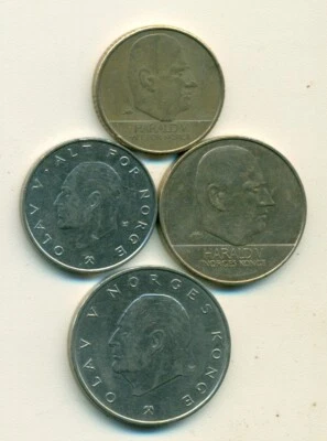 4 COINS from NORWAY - 1983 1 KRONE/1981 5 KRONUR/1995 10 KRONUR/1994 20 KRONUR - Image 1 of 2