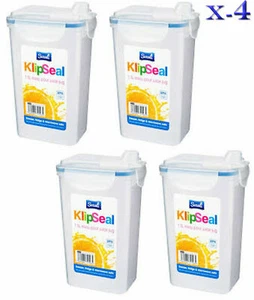 4x1.3L x Clip & Lock Clear Plastic Kitchen Fridge Milk Juice Drinks Storage Jug - Picture 1 of 1