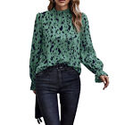 High Collar Long Sleeves Top Breathable Special Printing Women High Collar