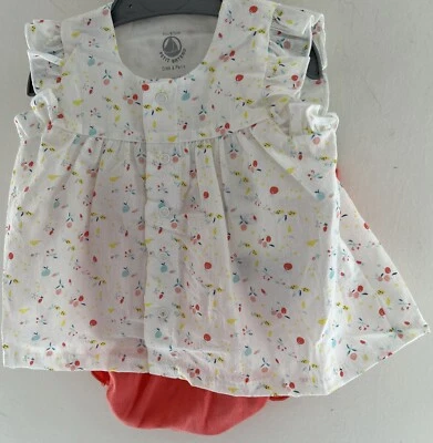 Petit Bateau ~ 6 Months Cotton Ivory Frilled Top Design & Orange Bloomers - Image 1 of 4