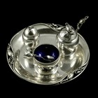 Georg Jensen Sterling Cruet Set #2A with Tray #2B - Magnolia / Blossom