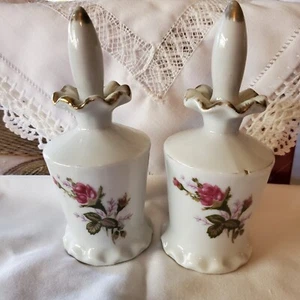Vintage Porcelain Perfume Roses 5.5" Tall Made in Japan Set of 2 - Picture 1 of 11