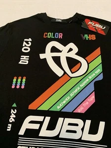 New With Tag FUBU Men’s Black Short Sleeve Logo T-Shirt Crew Neck Size Medium - Picture 1 of 2