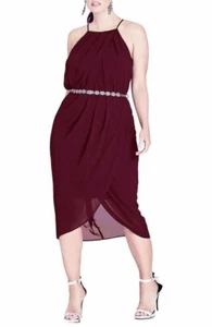 CITY CHIC Wrap Love Garnet DRESS Size M 18 NWT NEW Party Cocktail Evening Event - Picture 1 of 7