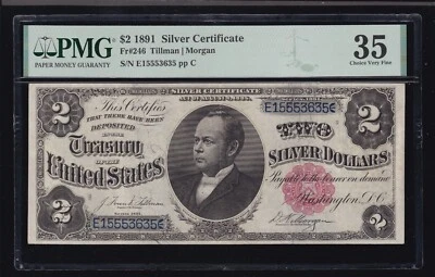 US 1891 $2 Windom Silver Certificate Note FR 246 PMG 35 Ch VF (635) - Image 1 of 2