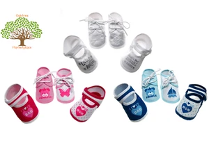 Newborn Baby Girl Boy kids Satin and Terry Cotton Shoes Bootie - Picture 1 of 16