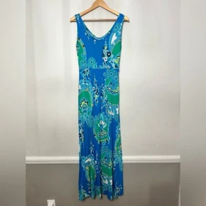 Abito Tori Richard Honolulu maxi paisley stravagante maglia costiera piccolo made in USA - Foto 1 di 5