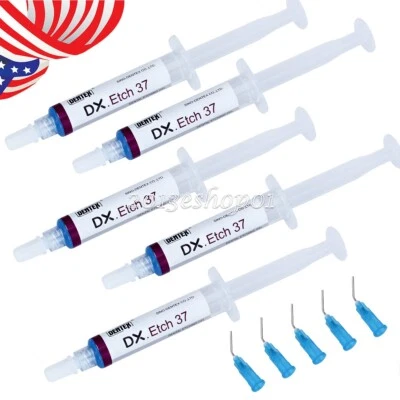 5 kits de gel para gravação em ácido dental Dentex 37% 5 ml/seringa - Imagem 1 de 4