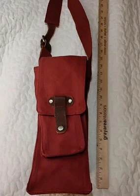 CINNABAR CARGO SINGLE BOTTLE WINE TOTE BAG PARK B SMITH Heavy Canvas Leather  Foto 1 de 4
