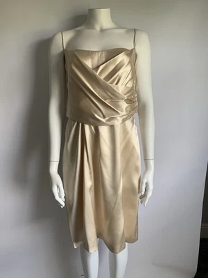 Vestido JIL SANDER Crema Marfil Seda Satén Vintage Talla 42 UK 14 Cierre de Cremallera Foto 1 de 4