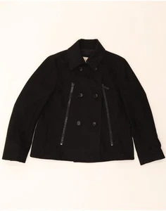 CALVIN KLEIN JEANS Womens Pea Coat UK 10 Small Black Virgin Wool BK21 - Picture 1 of 3