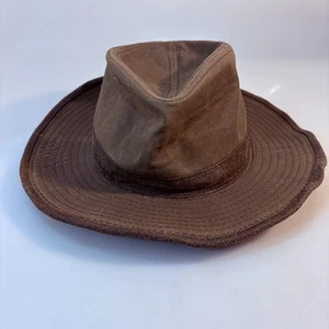 Cappello Dorfman Pacific M cotone marrone invecchiato Fedora Indiana Jones - Foto 1 di 6