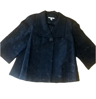 Blazer Mujer Colección JM Talla 12 Negro Jacquard Floral Un Botón Foto 1 de 4