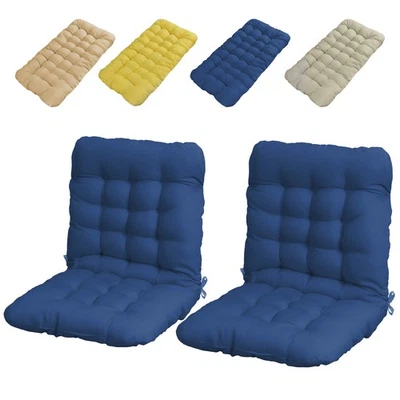 2x Tufted Seat Cushions 18×33in Plush Chair Pads for Office with Non-Slip Straps - Image 1 of 4