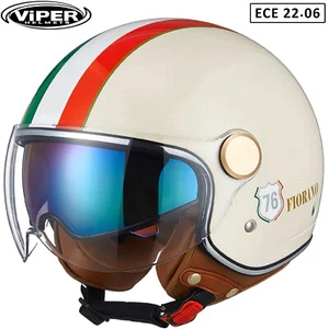 Jethelm V19 Italien-Flagge Chopper Sturz Helm Rollerhelm Motorradhelm S M L XL - Bild 1 von 9